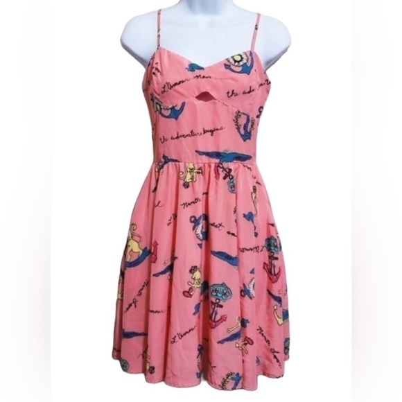 Nanette Lepore L'Amour Adventurer Retro Rock coral tattoo dress Y2K - Picture 1 of 12